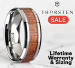 Load image into Gallery viewer, Mens Tungsten Real Hardwood Mahogany Inlay Wedding Ring - Polished Beveled Comfort Fit - 4mm 6mm 8mm 10mm Wide - Style name: KHAYA
