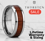 Load image into Gallery viewer, Mens Comfort Fit -Koa Wood Inlaid Tungsten Carbide Ring - Bevels - 4mm 6mm 8mm 10mm 12 Wide - Style name: KONA
