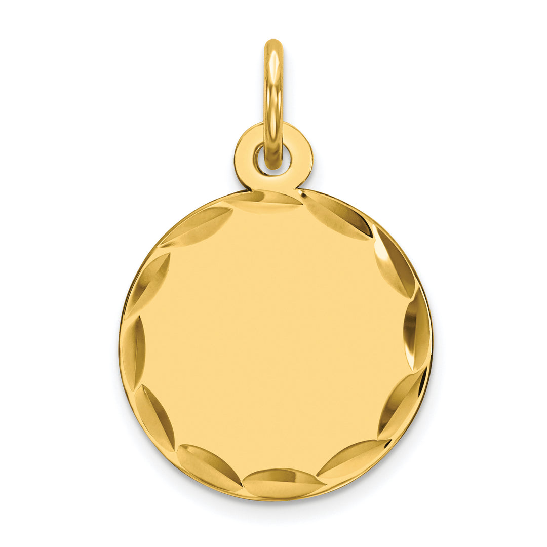 14K White Gold / 14K Yellow Gold / 925 Sterling Silver / SS Gold Plated - Diamond Cut Round Discs Charm With 13mm to 29mm Sizes
