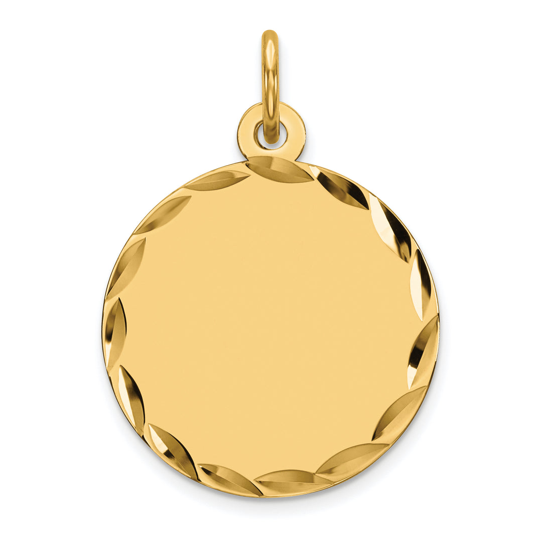 14K White Gold / 14K Yellow Gold / 925 Sterling Silver / SS Gold Plated - Diamond Cut Round Discs Charm With 13mm to 29mm Sizes