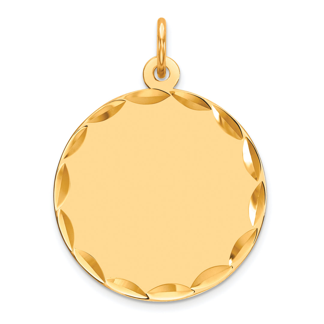 14K White Gold / 14K Yellow Gold / 925 Sterling Silver / SS Gold Plated - Diamond Cut Round Discs Charm With 13mm to 29mm Sizes