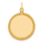 Load image into Gallery viewer, 14K White Gold / 14K Yellow Gold / 925 Sterling Silver / SS Gold Plated - Rope Framed Round Discs Charm With Sizes
