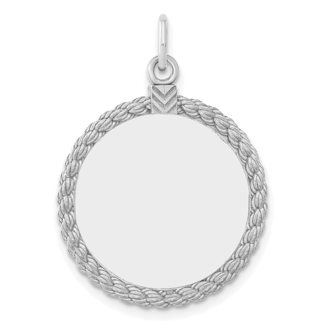 14K White Gold / 14K Yellow Gold / 925 Sterling Silver / SS Gold Plated - Rope Framed Round Discs Charm With Sizes