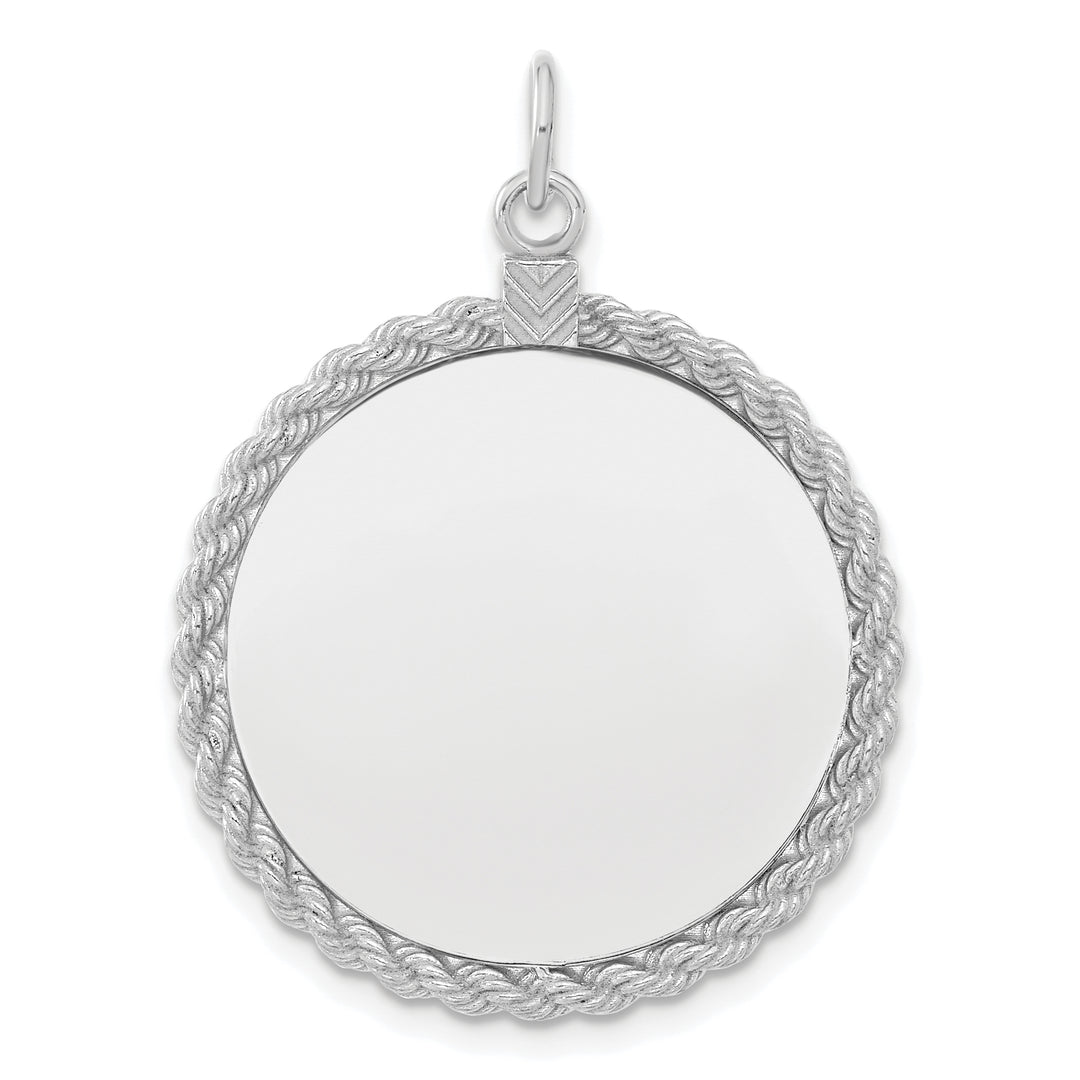 14K White Gold / 14K Yellow Gold / 925 Sterling Silver / SS Gold Plated - Rope Framed Round Discs Charm With Sizes