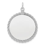 Load image into Gallery viewer, 14K White Gold / 14K Yellow Gold / 925 Sterling Silver / SS Gold Plated - Rope Framed Round Discs Charm With Sizes
