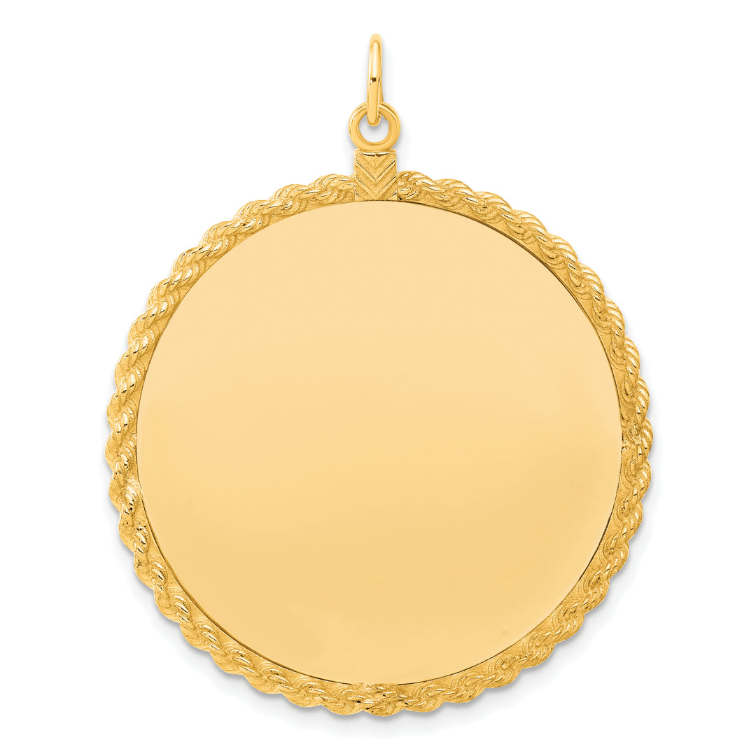14K White Gold / 14K Yellow Gold / 925 Sterling Silver / SS Gold Plated - Rope Framed Round Discs Charm With Sizes