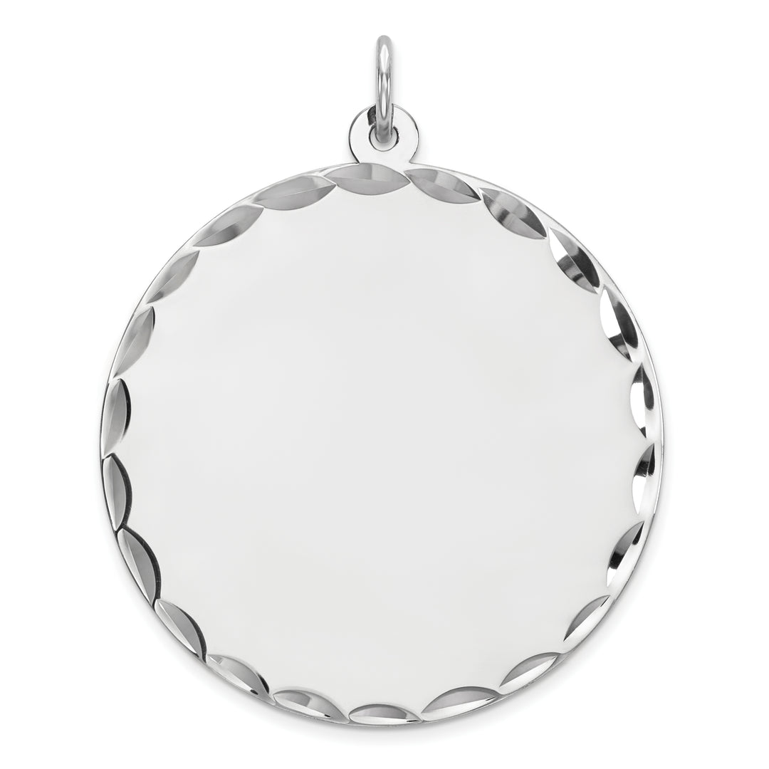 14K White Gold / 14K Yellow Gold / 925 Sterling Silver / SS Gold Plated - Diamond Cut Round Discs Charm With 13mm to 29mm Sizes