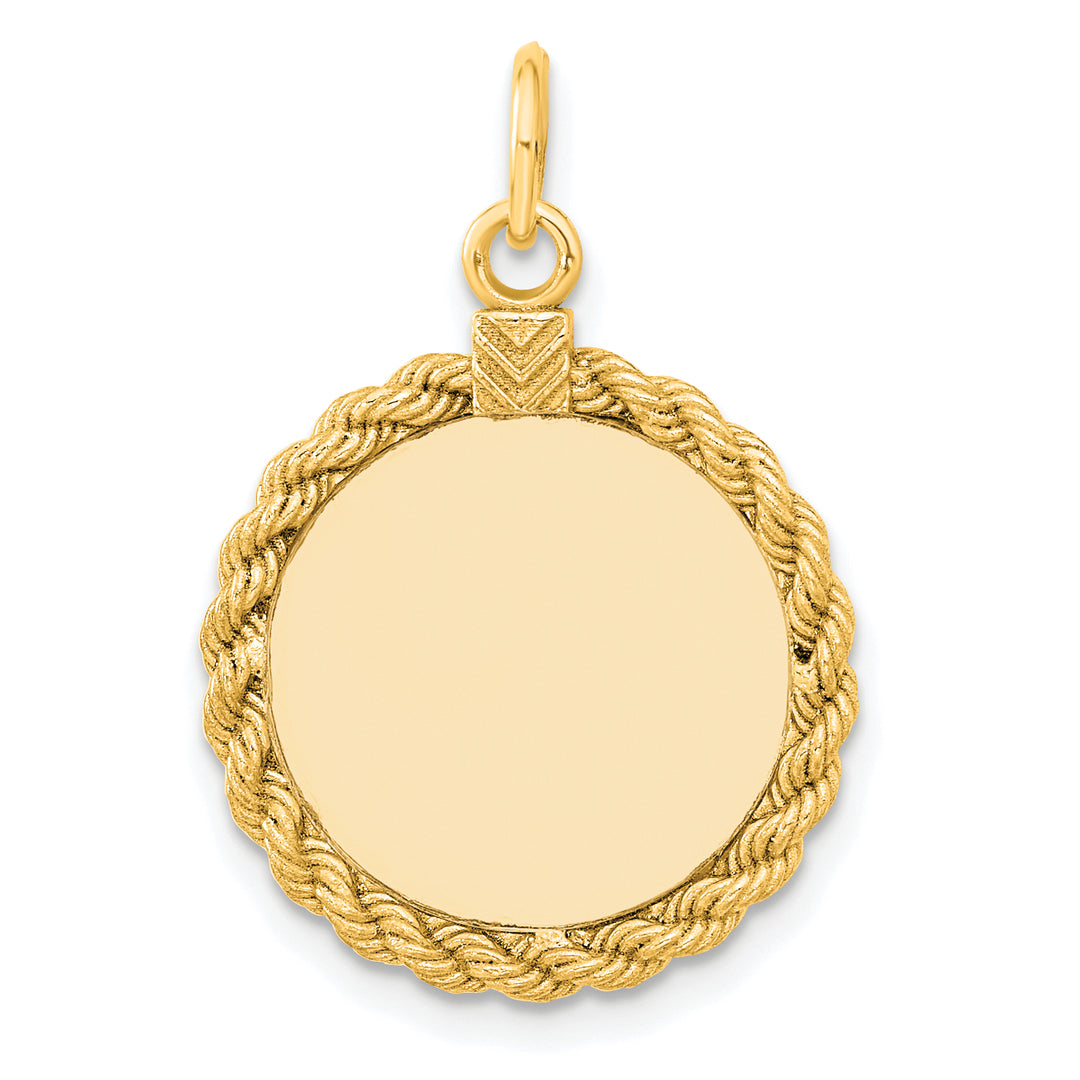 14K White Gold / 14K Yellow Gold / 925 Sterling Silver / SS Gold Plated - Rope Framed Round Discs Charm With Sizes
