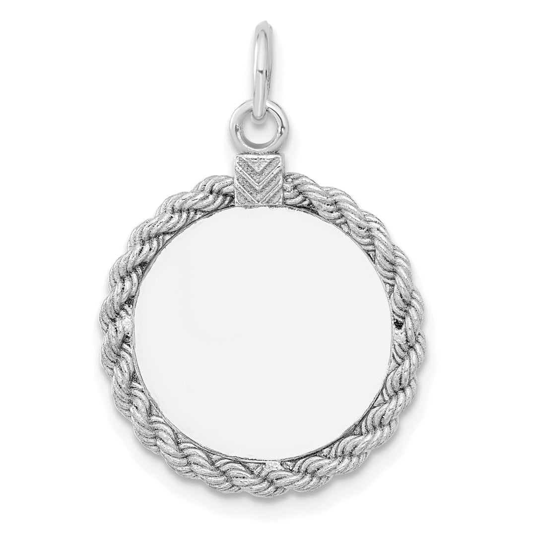 14K White Gold / 14K Yellow Gold / 925 Sterling Silver / SS Gold Plated - Rope Framed Round Discs Charm With Sizes