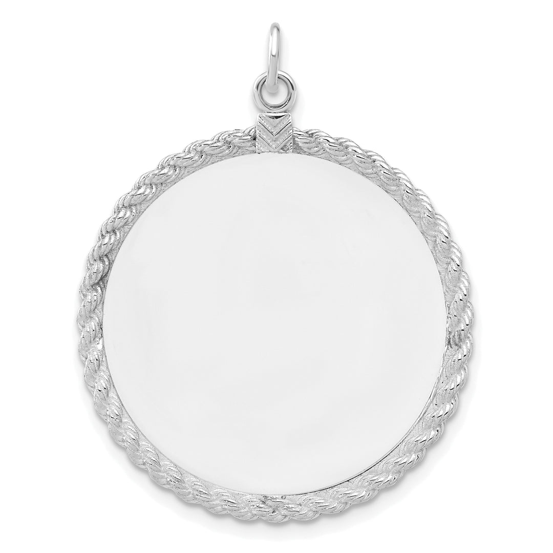 14K White Gold / 14K Yellow Gold / 925 Sterling Silver / SS Gold Plated - Rope Framed Round Discs Charm With Sizes