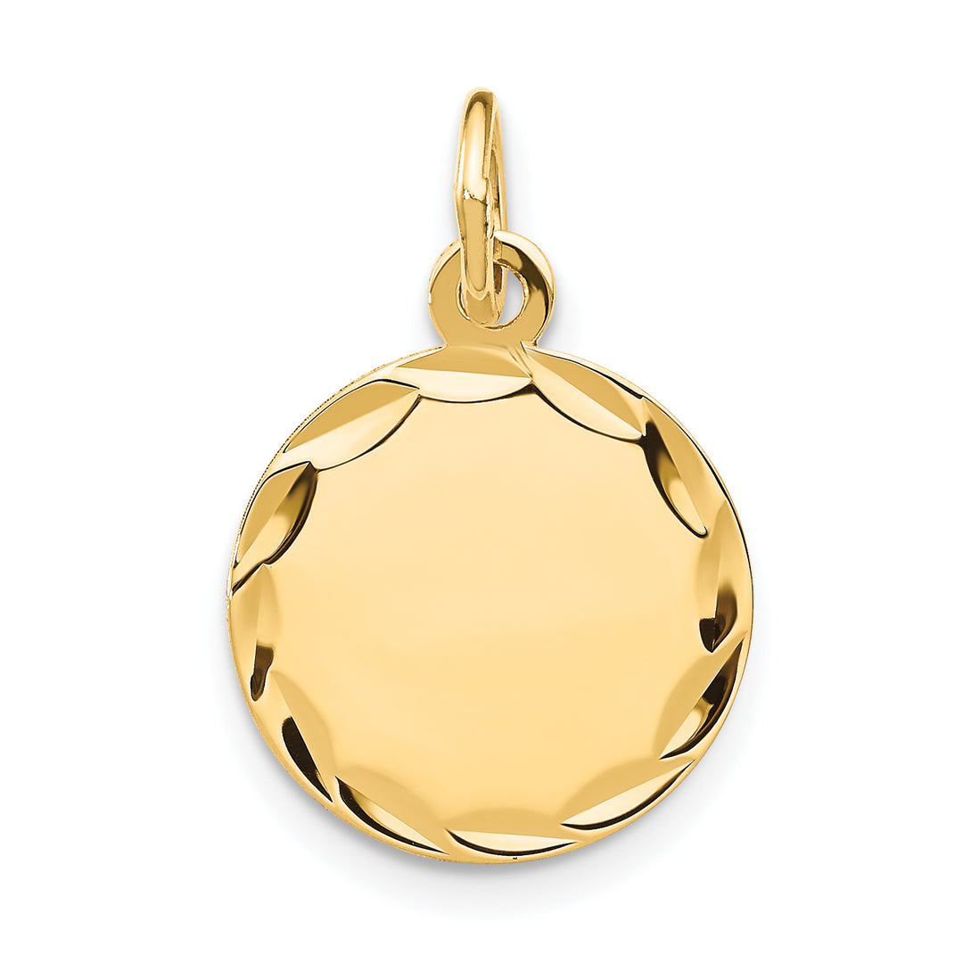 14K White Gold / 14K Yellow Gold / 925 Sterling Silver / SS Gold Plated - Diamond Cut Round Discs Charm With 13mm to 29mm Sizes