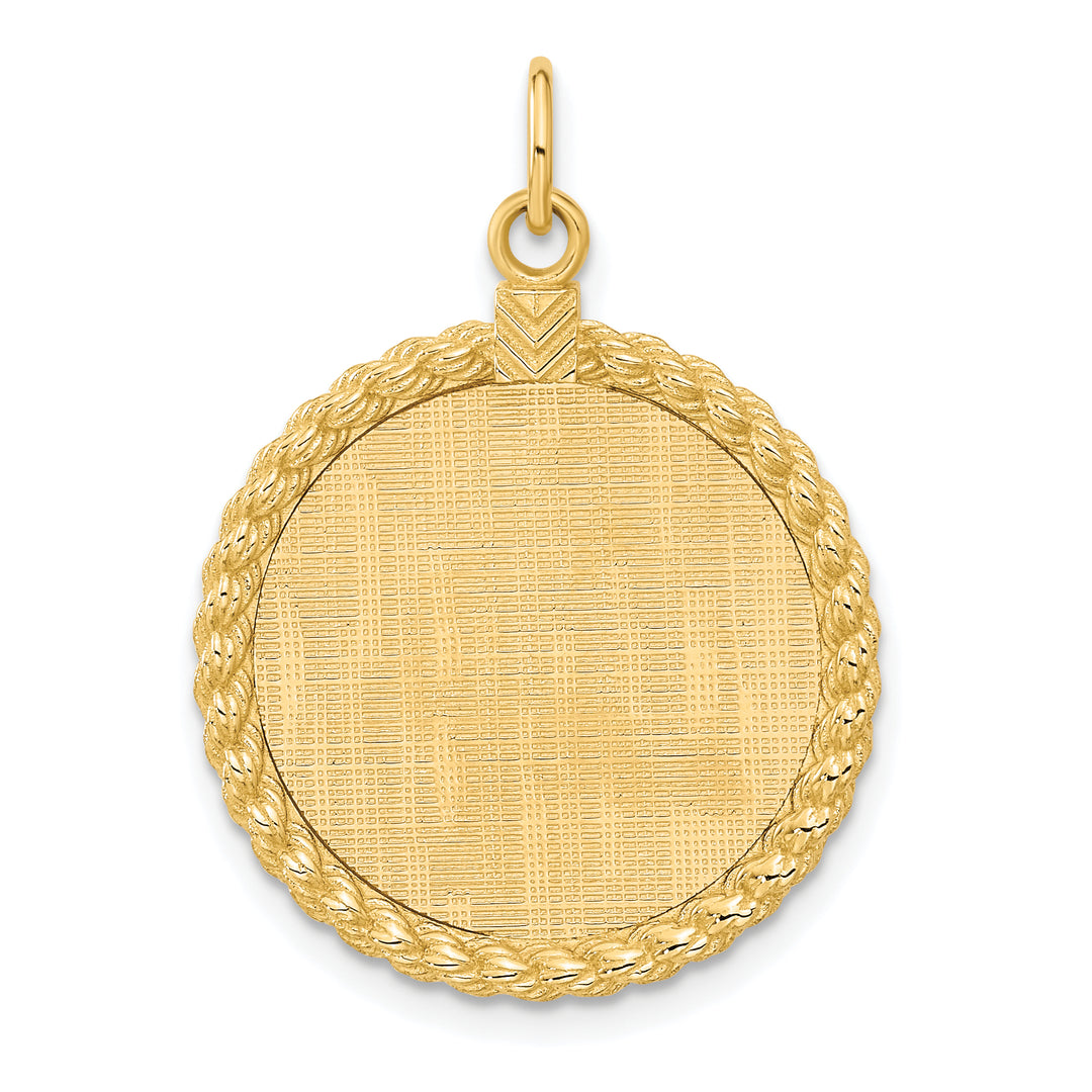14K White Gold / 14K Yellow Gold / 925 Sterling Silver / SS Gold Plated - Rope Framed Round Discs Charm With Sizes