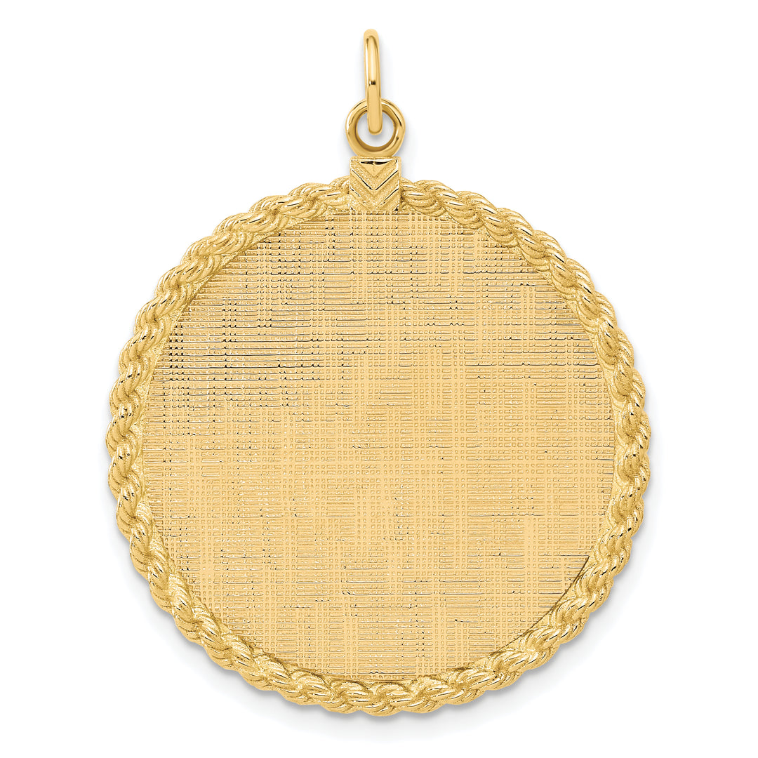 14K White Gold / 14K Yellow Gold / 925 Sterling Silver / SS Gold Plated - Rope Framed Round Discs Charm With Sizes