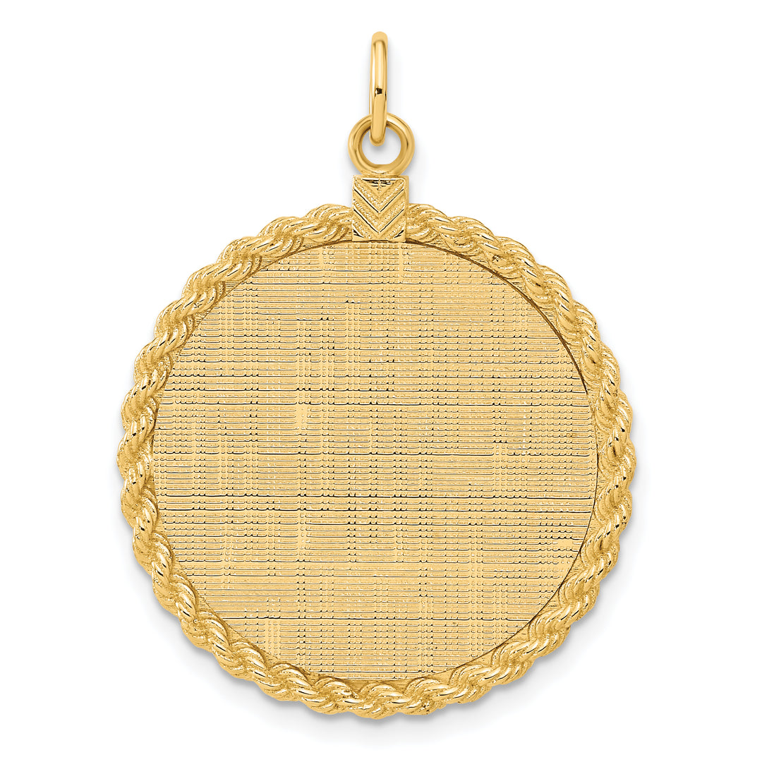 14K White Gold / 14K Yellow Gold / 925 Sterling Silver / SS Gold Plated - Rope Framed Round Discs Charm With Sizes