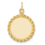 Load image into Gallery viewer, 14K White Gold / 14K Yellow Gold / 925 Sterling Silver / SS Gold Plated - Rope Framed Round Discs Charm With Sizes
