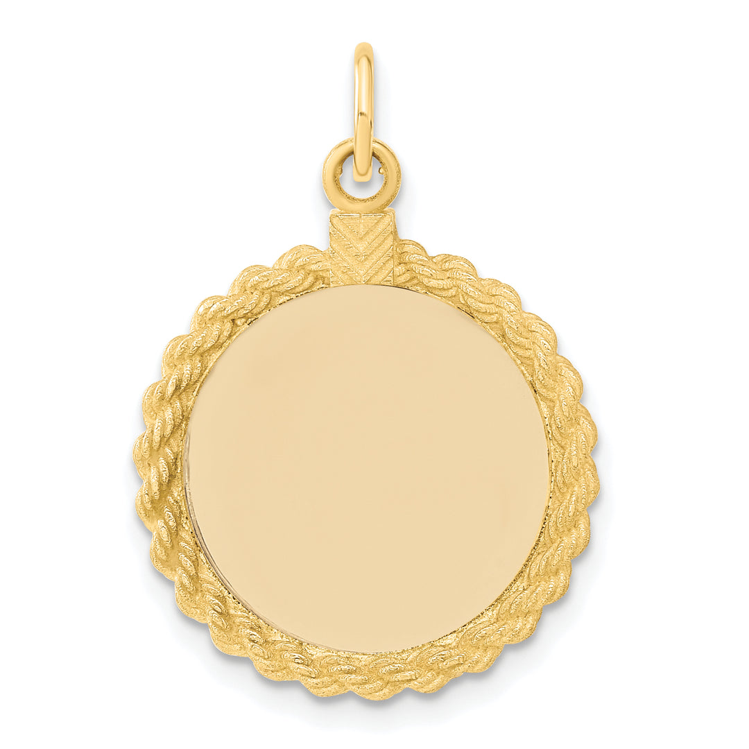 14K White Gold / 14K Yellow Gold / 925 Sterling Silver / SS Gold Plated - Rope Framed Round Discs Charm With Sizes