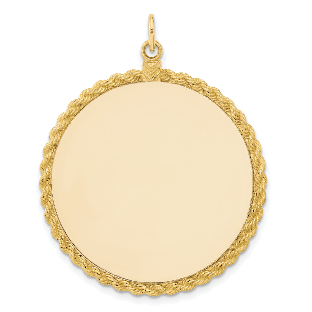 14K White Gold / 14K Yellow Gold / 925 Sterling Silver / SS Gold Plated - Rope Framed Round Discs Charm With Sizes