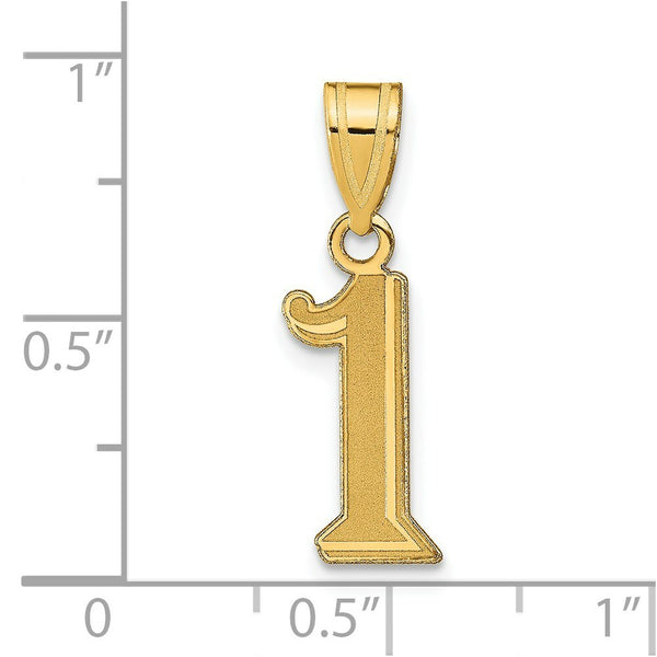 14K Yellow Gold Polished Etched Number 4 Pendant