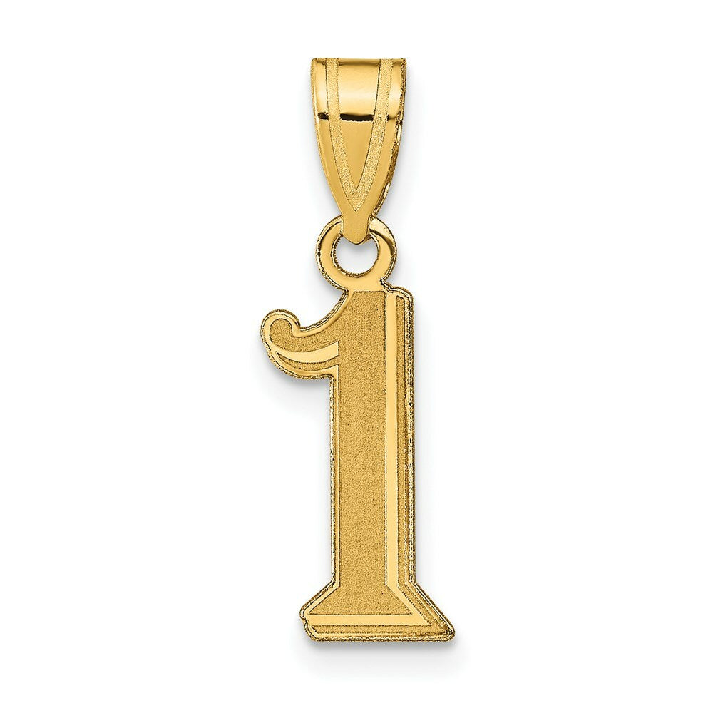 14K Yellow Gold Polished Etched Number 4 Pendant