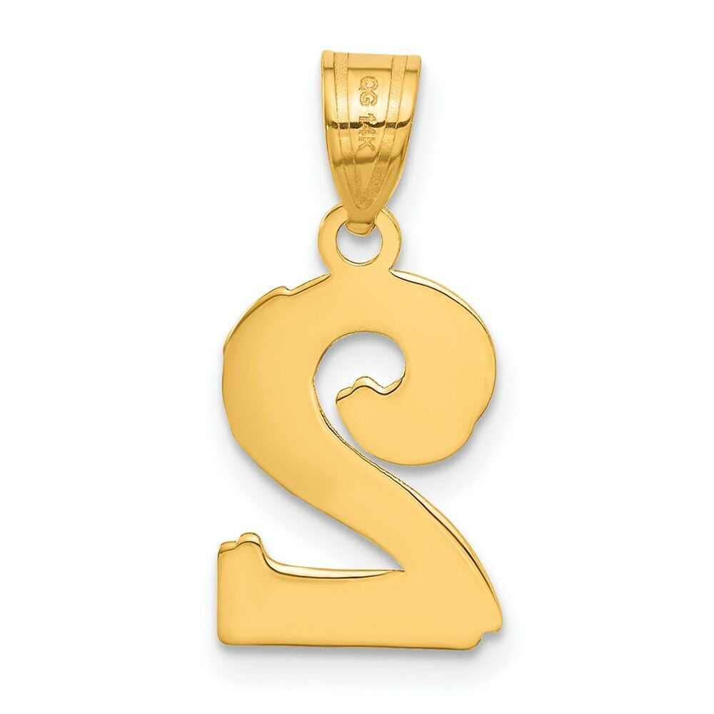 14K Yellow Gold Polished Etched Number 4 Pendant