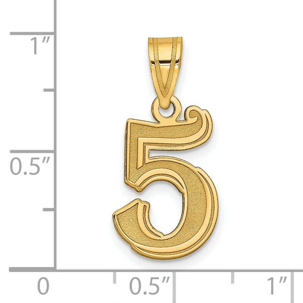 14K Yellow Gold Polished Etched Number 4 Pendant