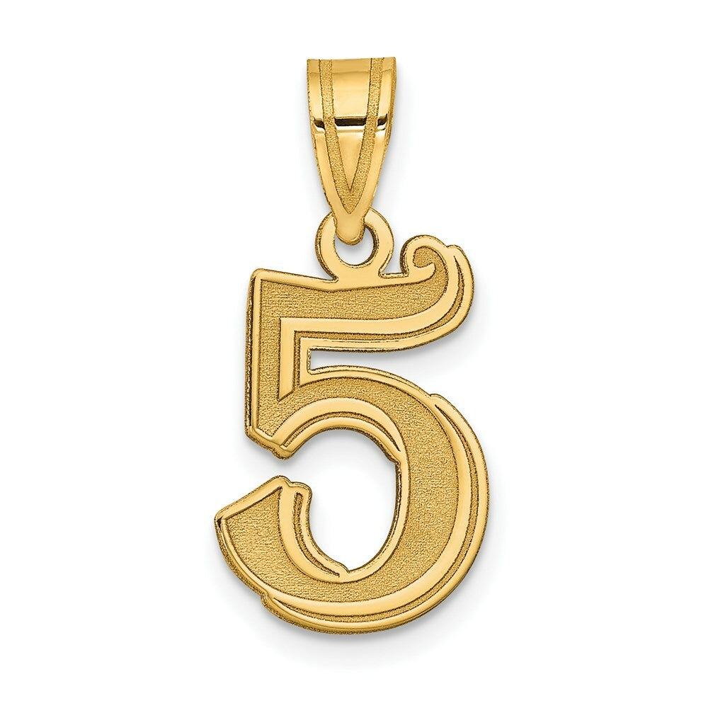14K Yellow Gold Polished Etched Number 4 Pendant