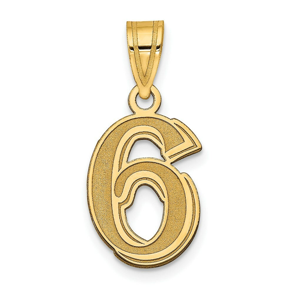 14K Yellow Gold Polished Etched Number 4 Pendant