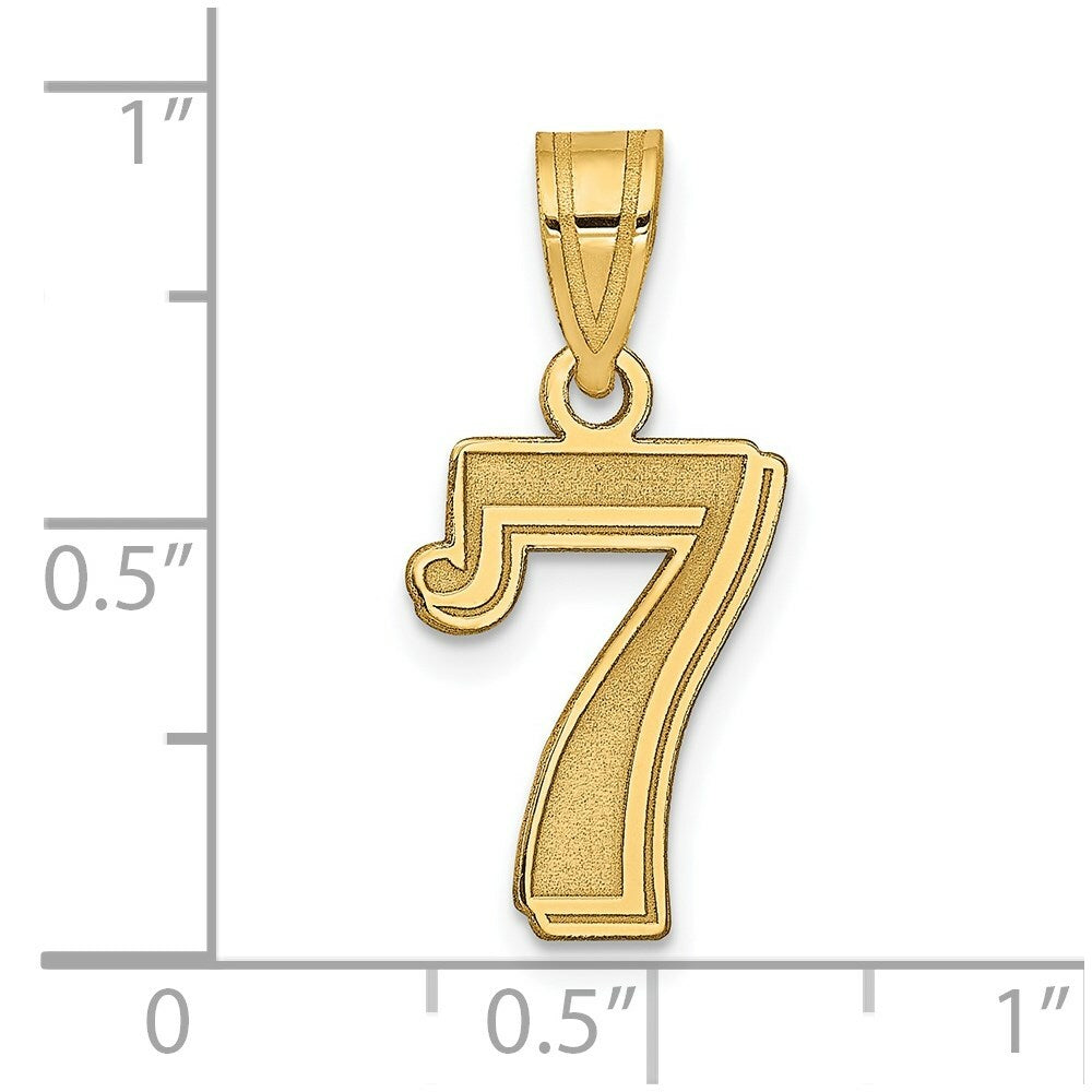 14K Yellow Gold Polished Etched Number 4 Pendant