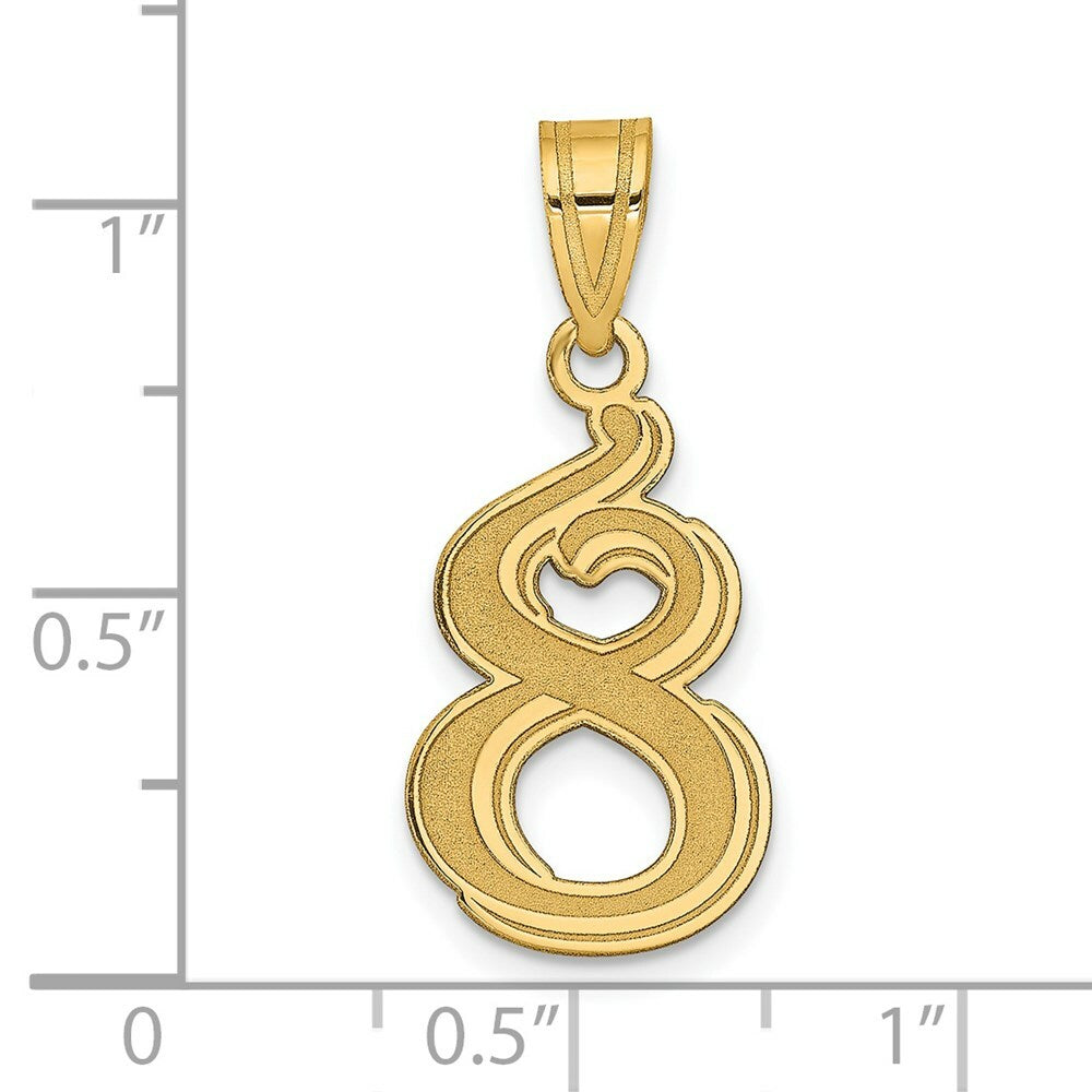 14K Yellow Gold Polished Etched Number 4 Pendant