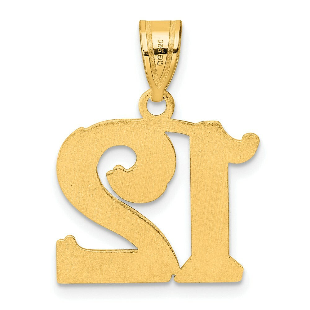 14K Yellow Gold Polished Etched Number 4 Pendant