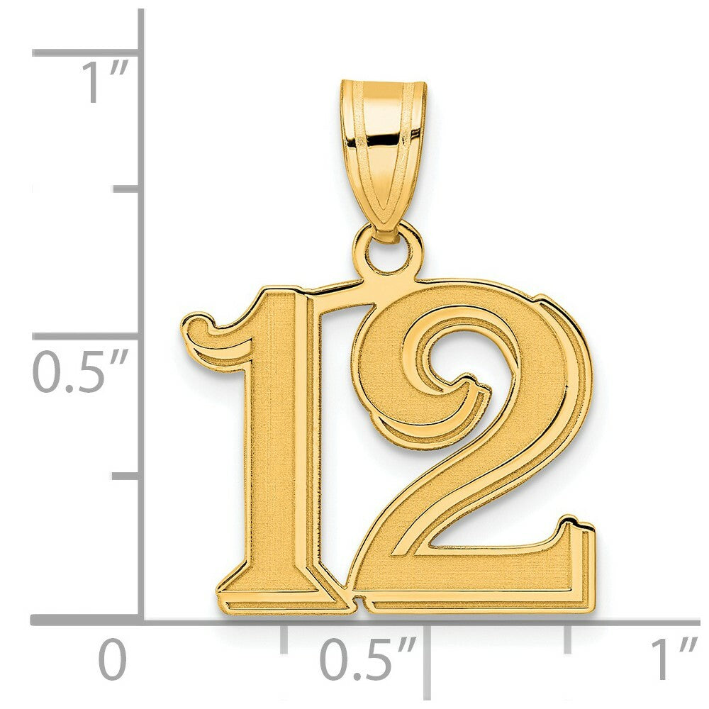 14K Yellow Gold Polished Etched Number 4 Pendant