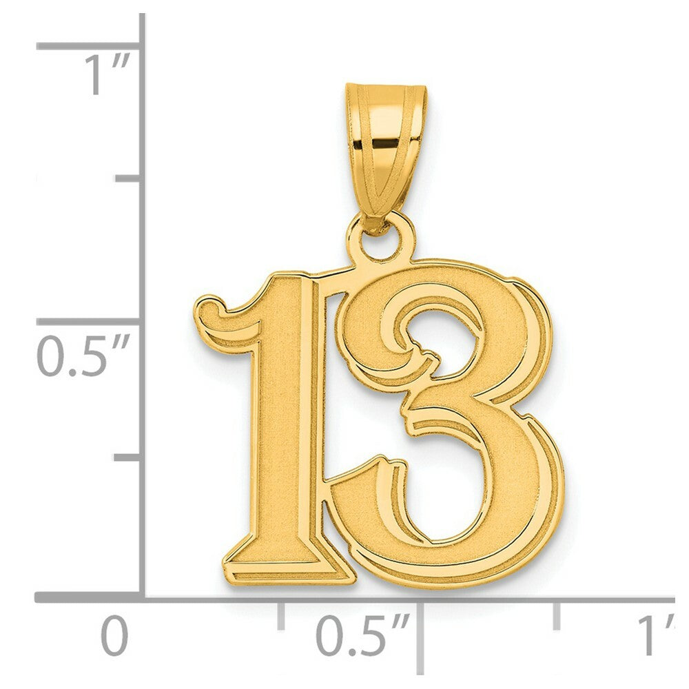 14K Yellow Gold Polished Etched Number 4 Pendant
