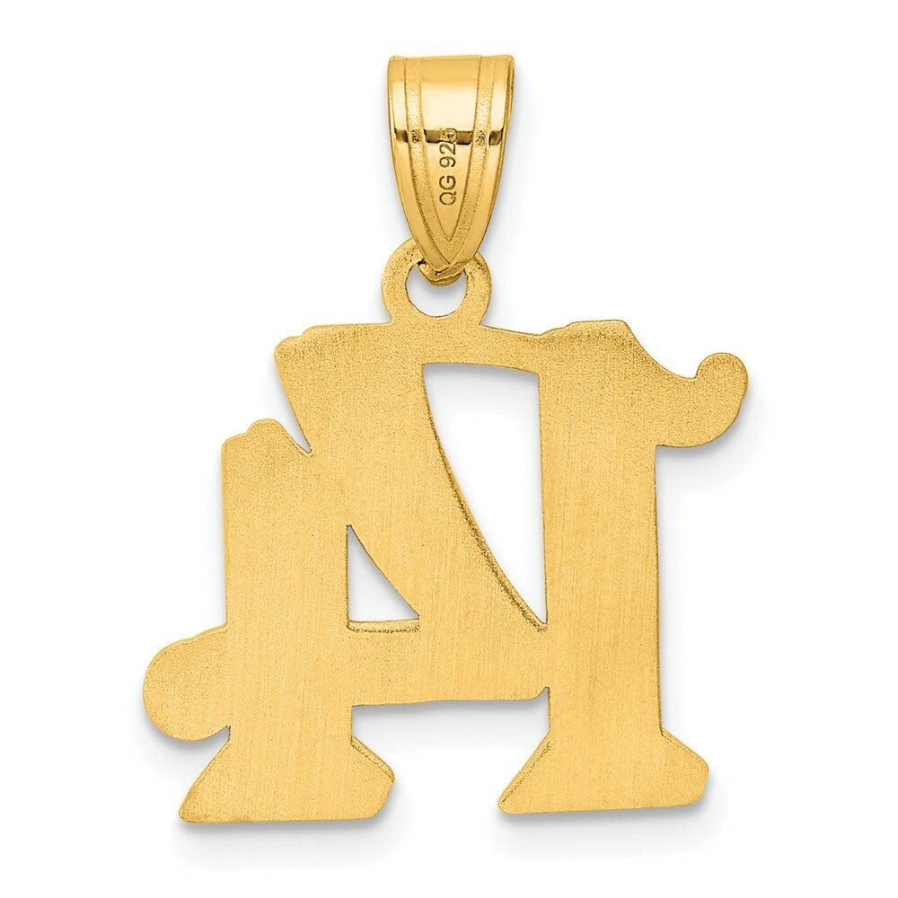 14K Yellow Gold Polished Etched Number 4 Pendant