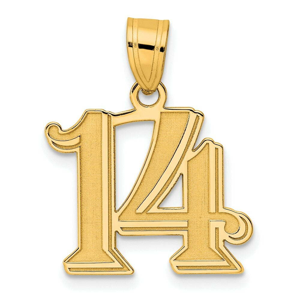 14K Yellow Gold Polished Etched Number 4 Pendant