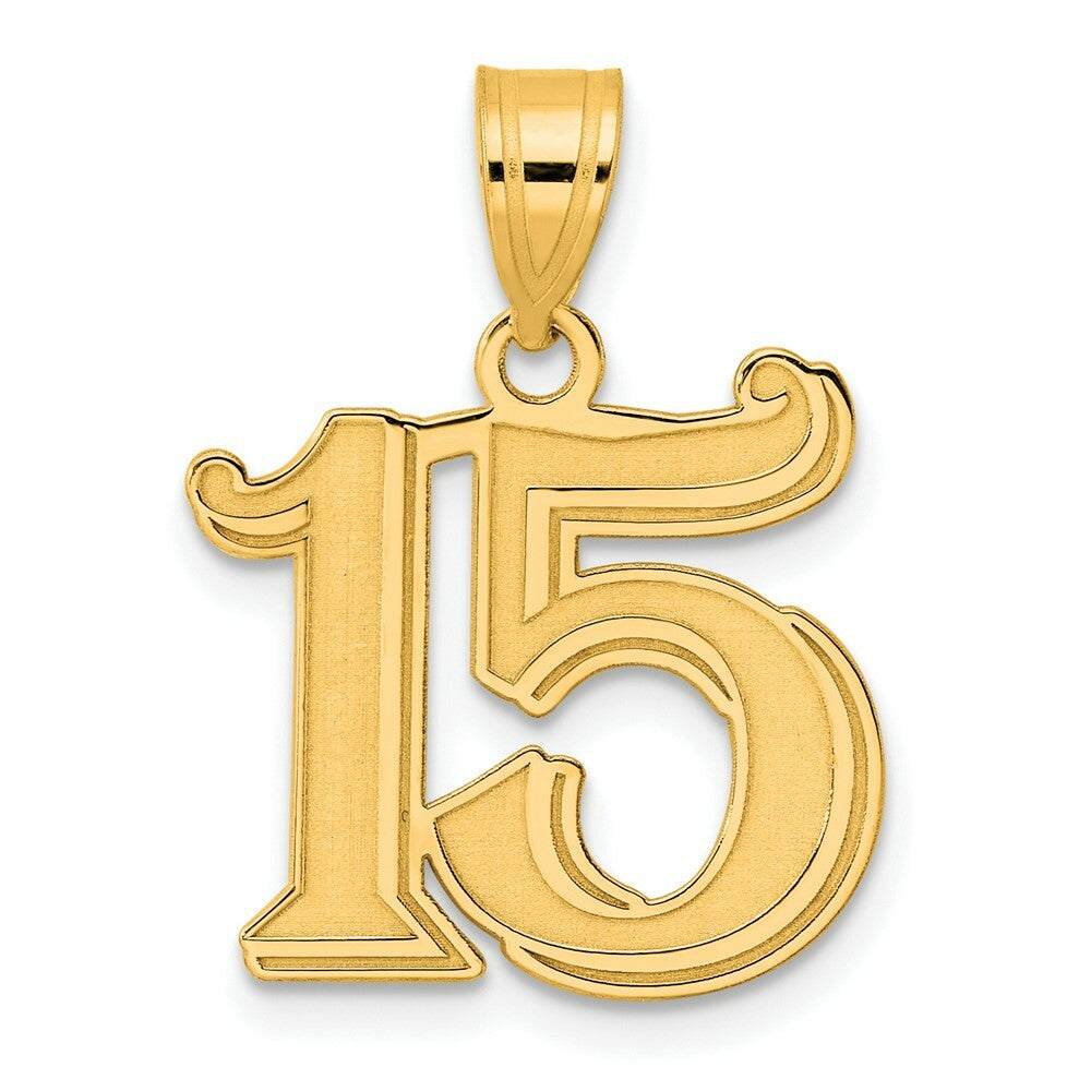 14K Yellow Gold Polished Etched Number 4 Pendant