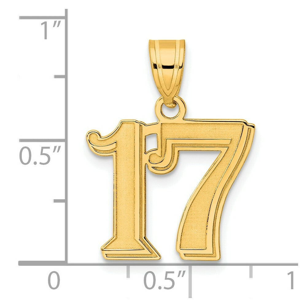 14K Yellow Gold Polished Etched Number 4 Pendant