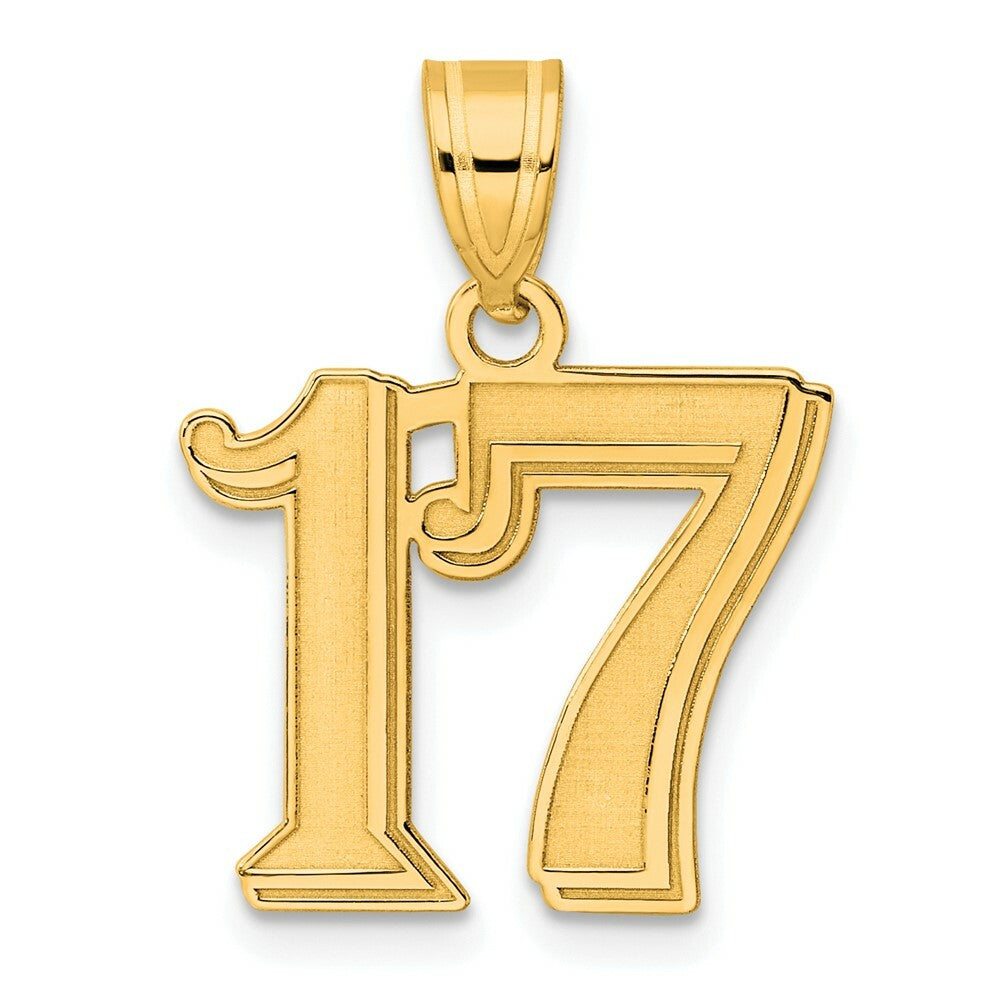 14K Yellow Gold Polished Etched Number 4 Pendant