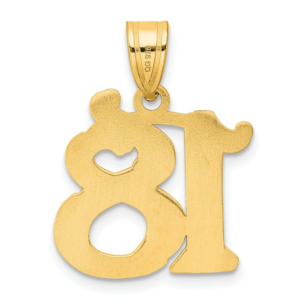 14K Yellow Gold Polished Etched Number 4 Pendant