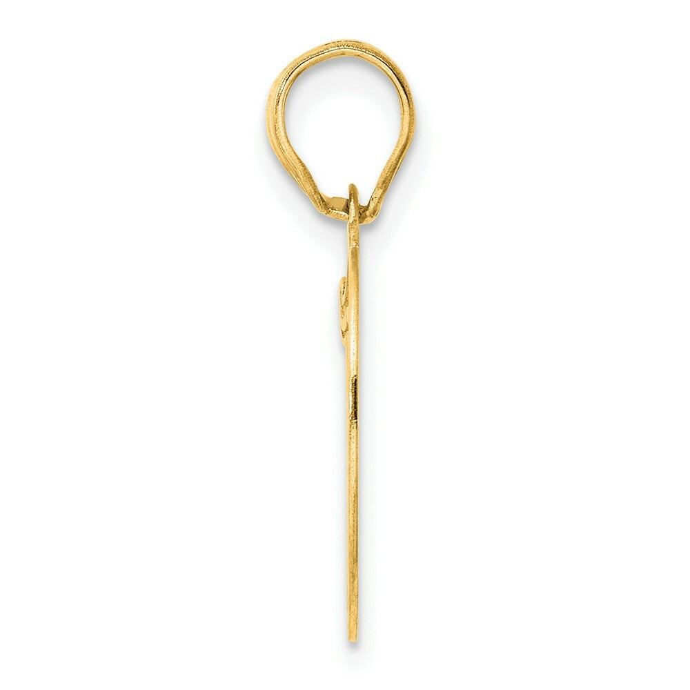 14K Yellow Gold Polished Etched Number 4 Pendant