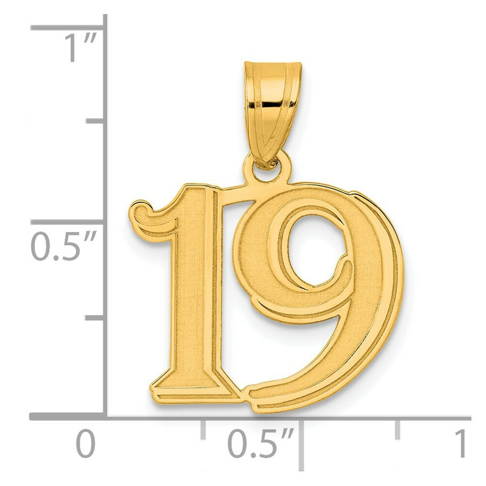 14K Yellow Gold Polished Etched Number 4 Pendant