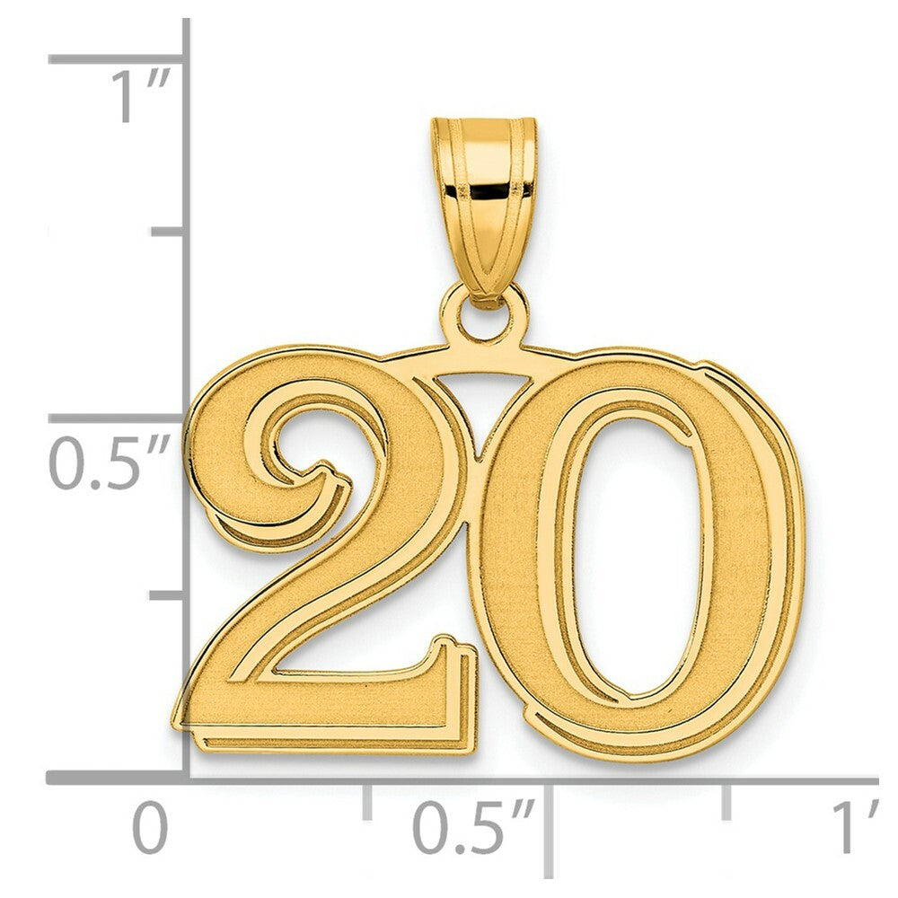 14K Yellow Gold Polished Etched Number 4 Pendant