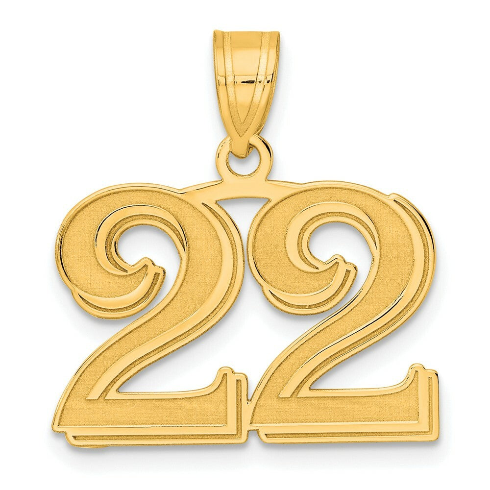 14K Yellow Gold Polished Etched Number 4 Pendant