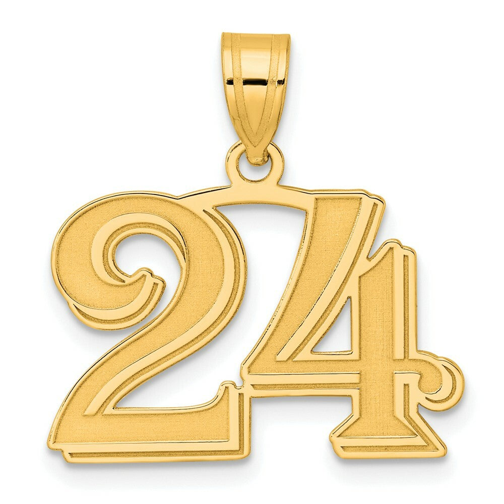 14K Yellow Gold Polished Etched Number 4 Pendant