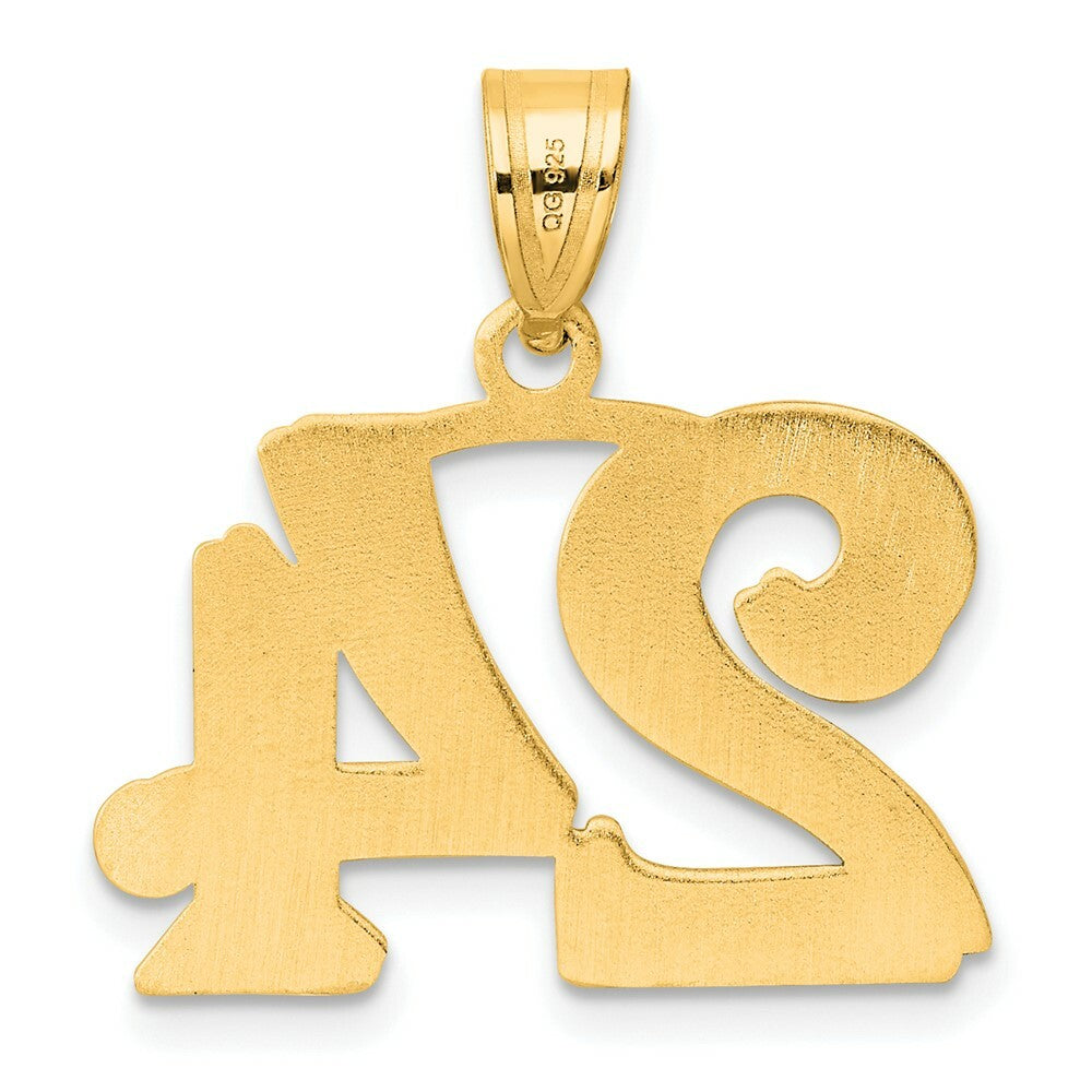 14K Yellow Gold Polished Etched Number 4 Pendant