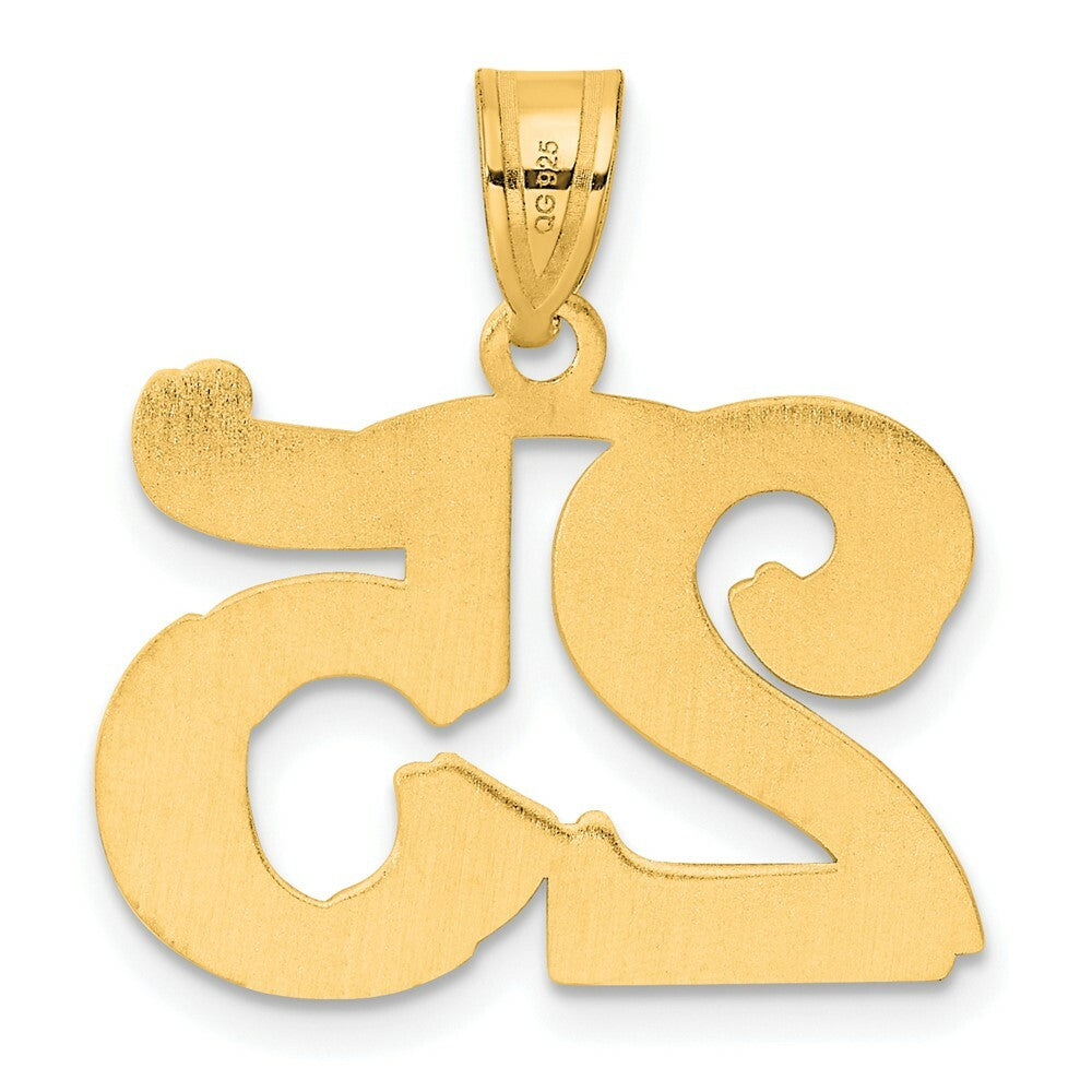 14K Yellow Gold Polished Etched Number 4 Pendant