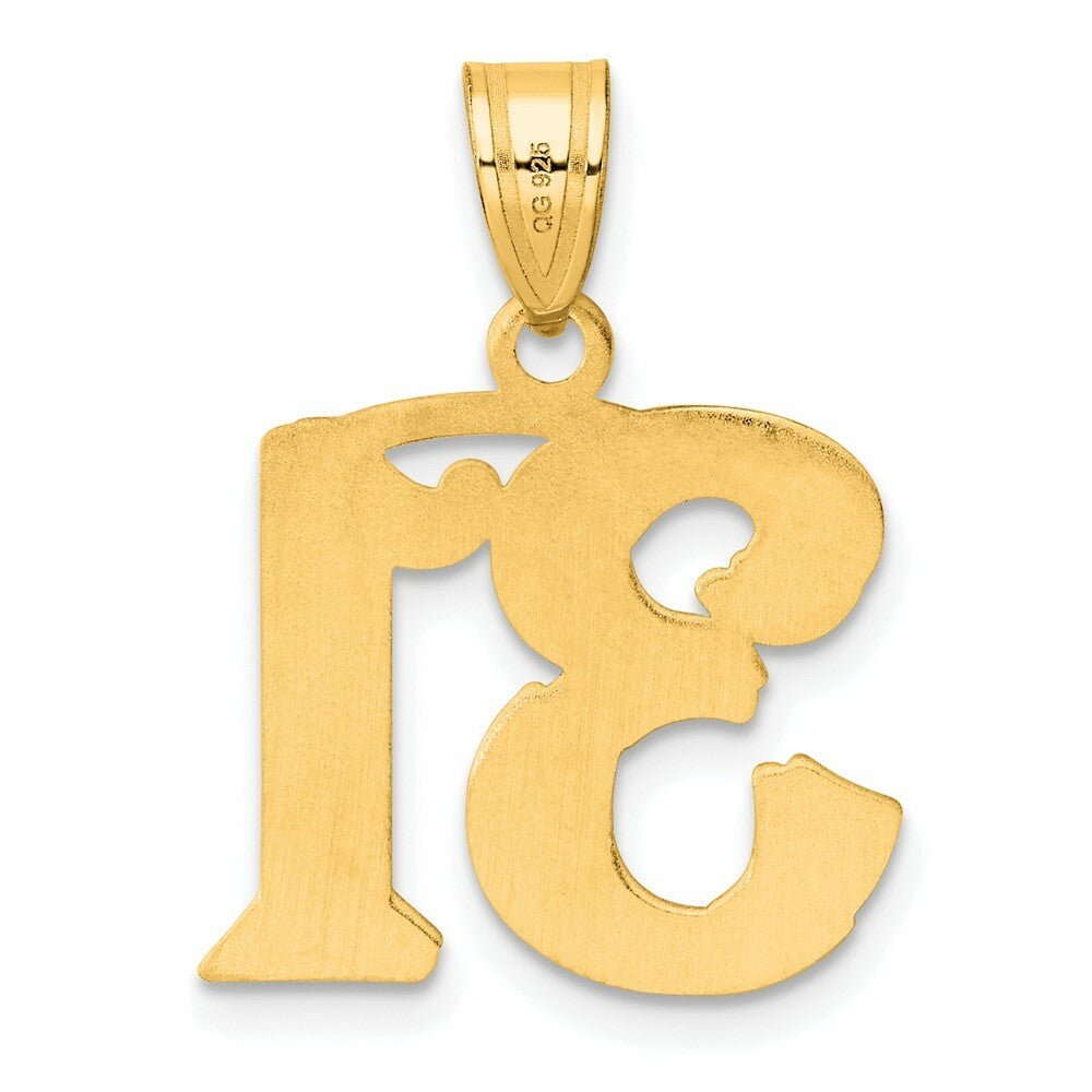 14K Yellow Gold Polished Etched Number 4 Pendant