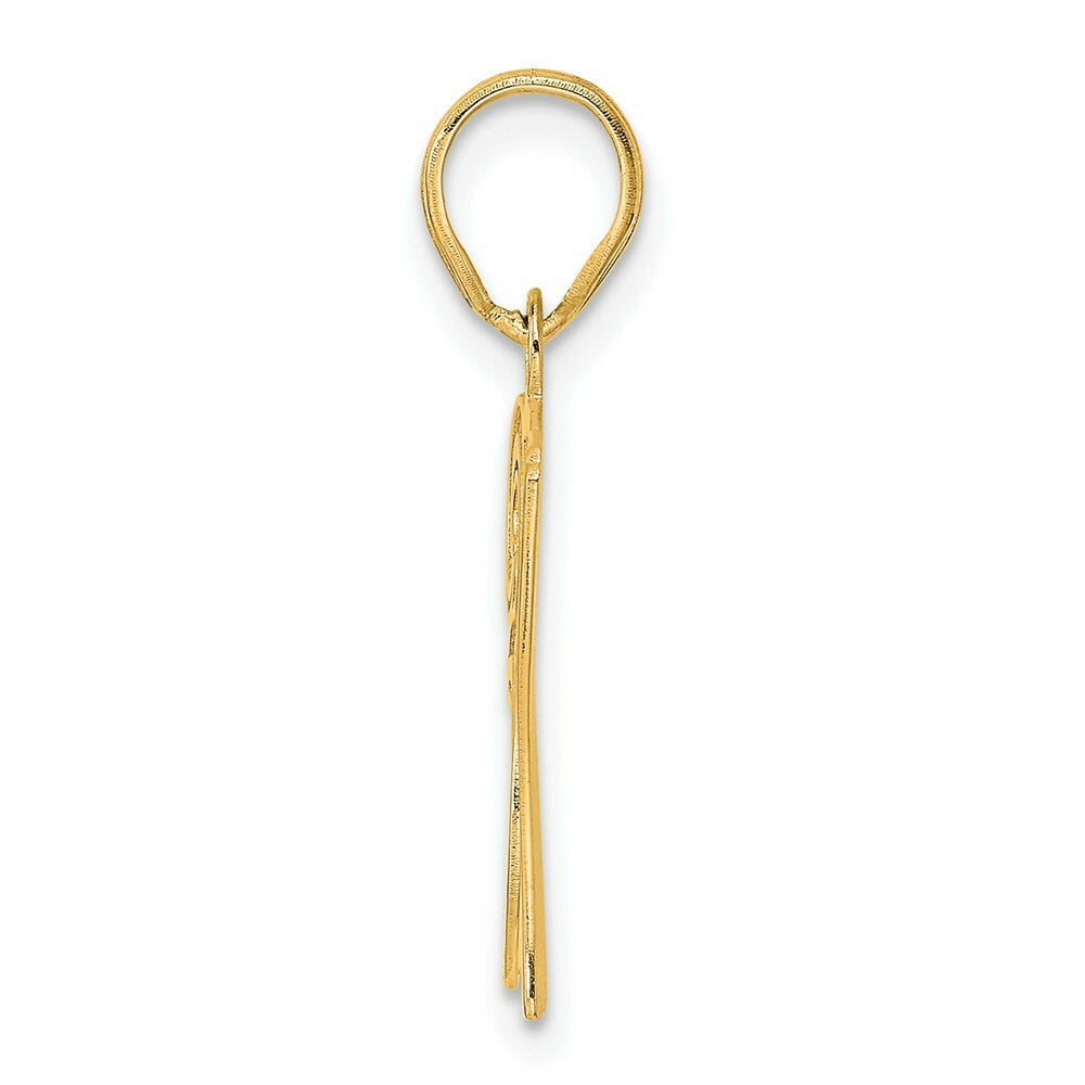 14K Yellow Gold Polished Etched Number 4 Pendant