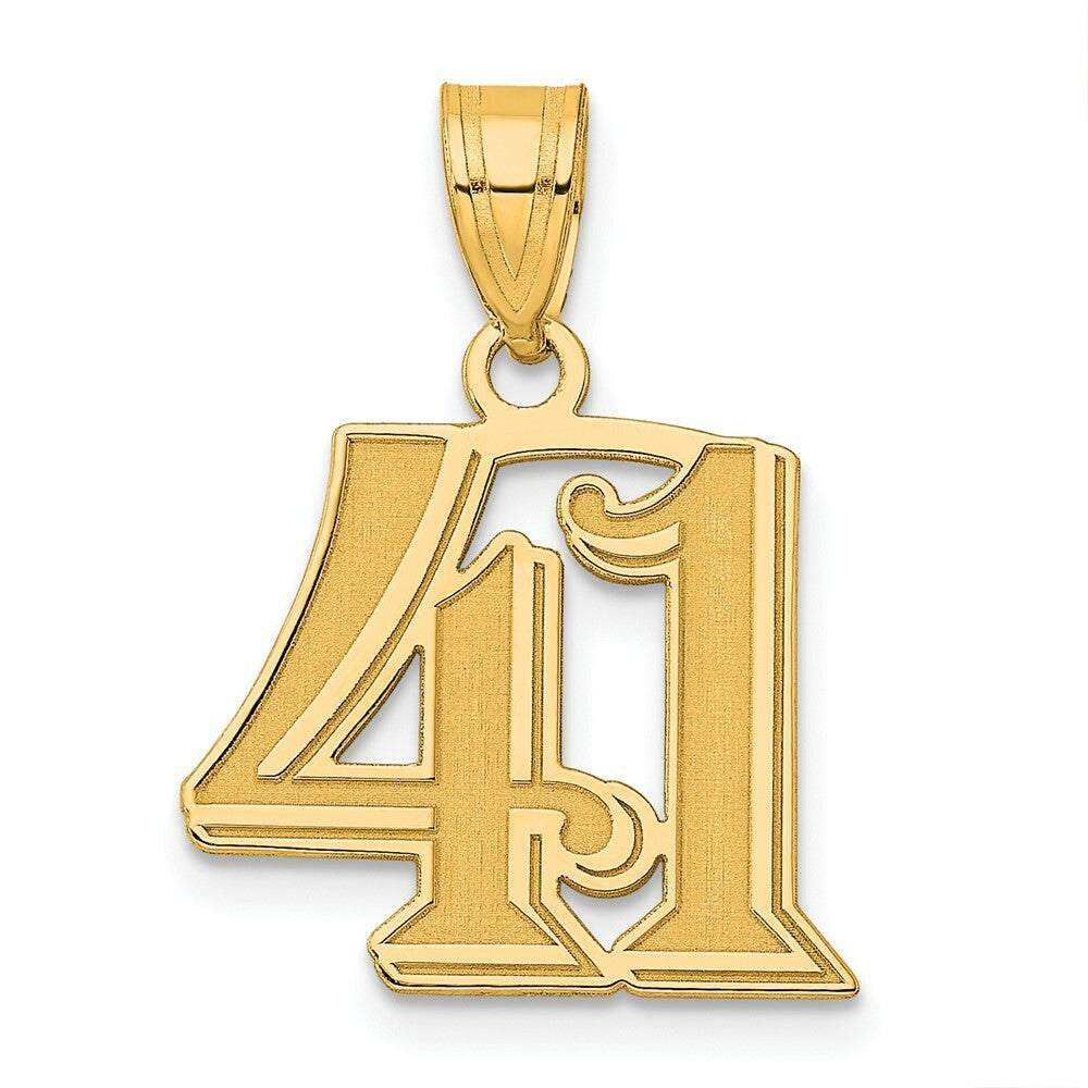 14K Yellow Gold Polished Etched Number 4 Pendant