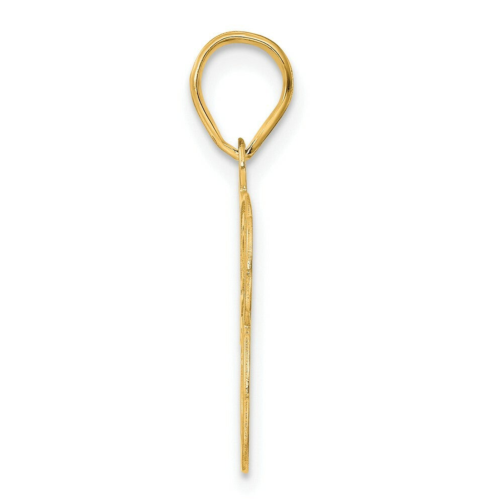 14K Yellow Gold Polished Etched Number 4 Pendant