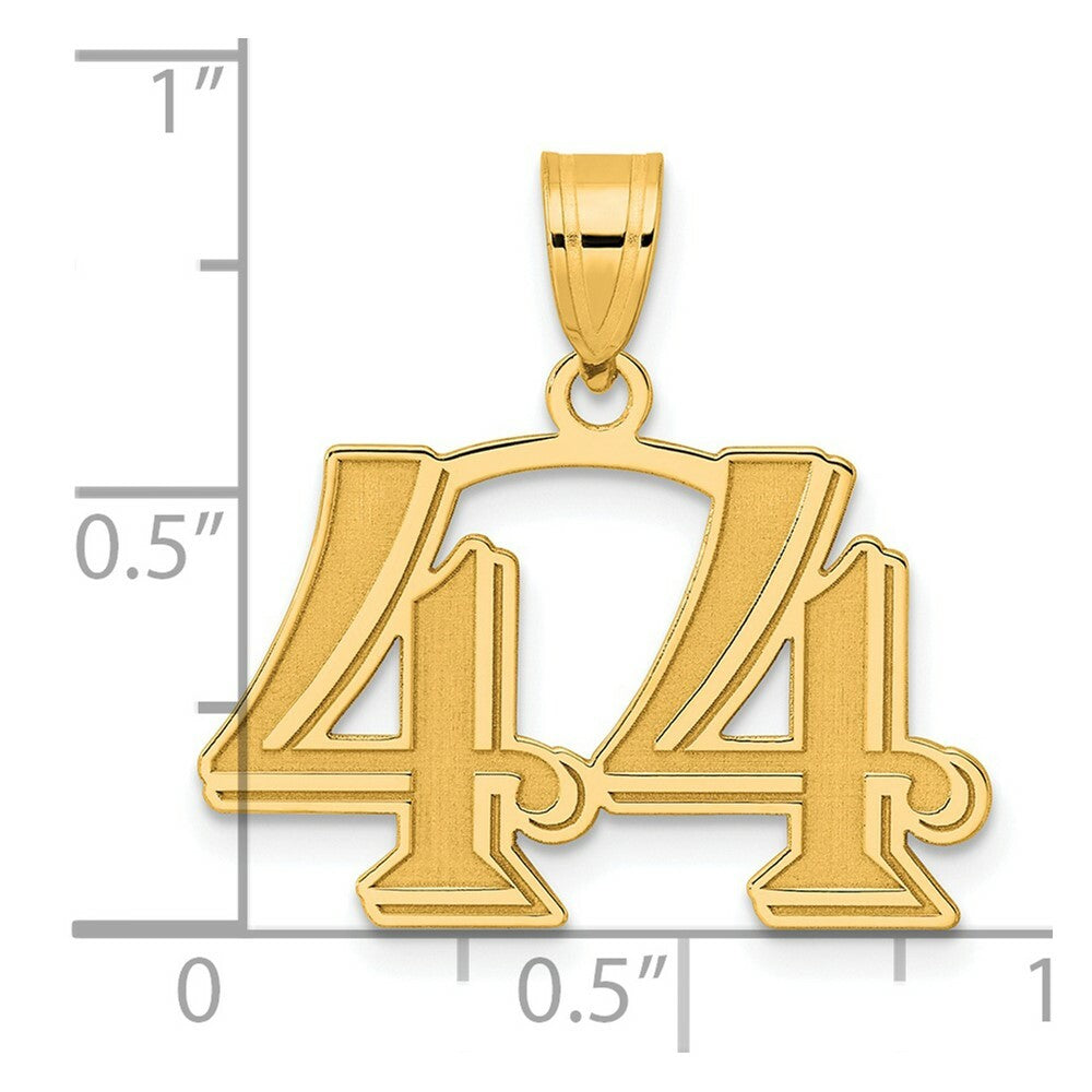 14K Yellow Gold Polished Etched Number 4 Pendant